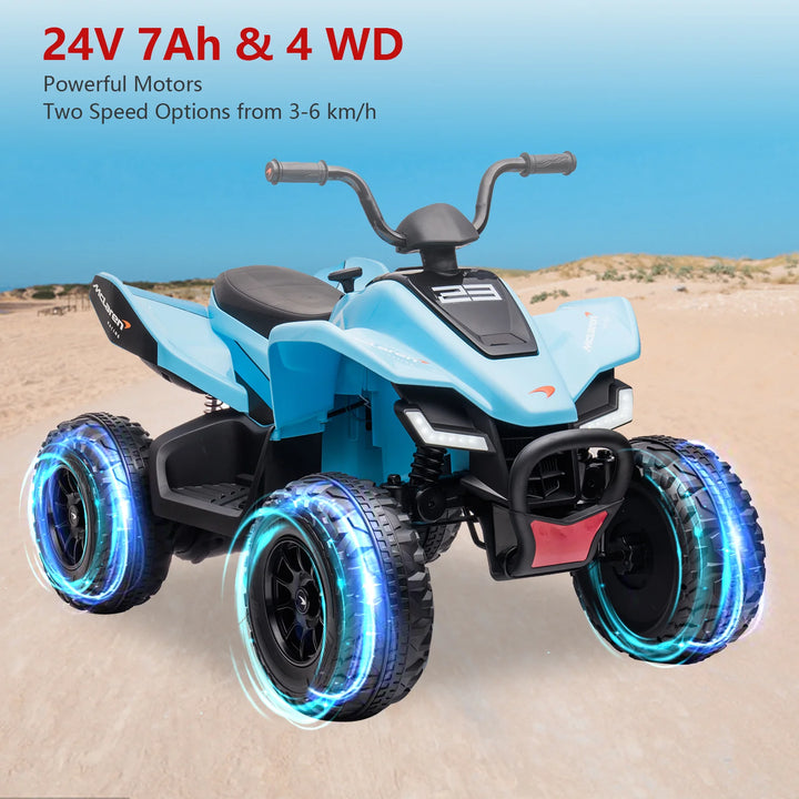 Kids Ride on ATV, 24V Battery Powered Kids Electric Vehicle, 4 Wheeler Quad W/Headlights,Mp3,Usb,Volume Control, Large Seat, Electric Ride on Toys Best Gifts for 18-36 Months Boys and Girls