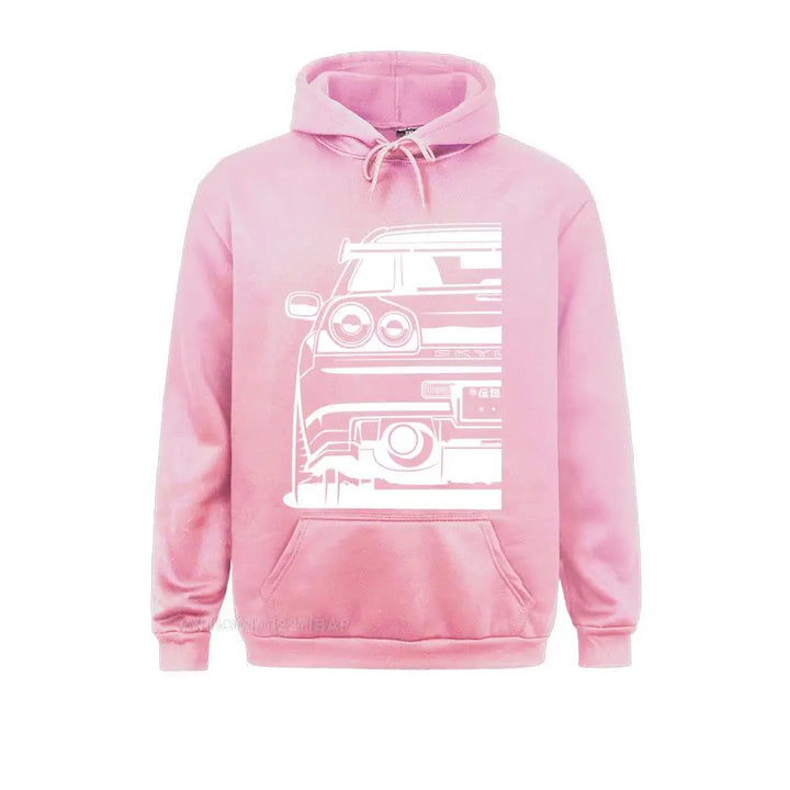 Kawaii Skyline R34 JDM GTR Hallowmas Sportswear Casual Unisex Slim Homme Classic Oversized Hooded Pullover Harajuku Streetwear