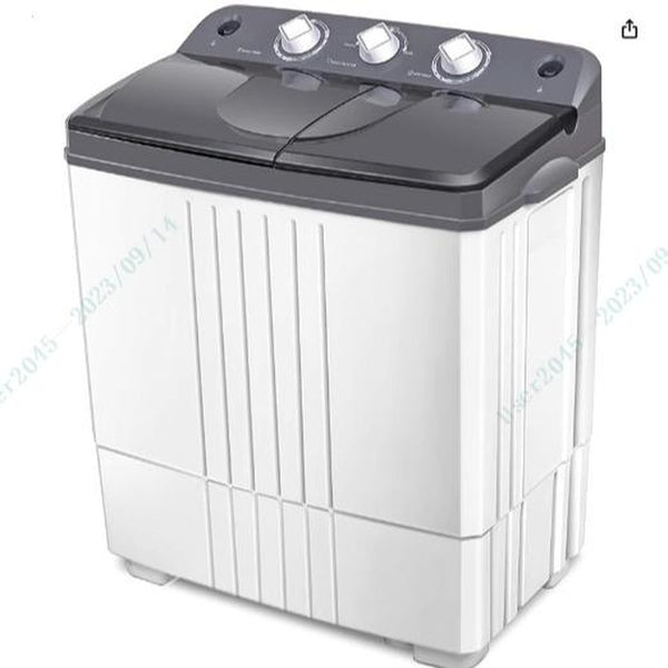 【Costway】- Twin Tub Washer and Dryer Combo, 20Lbs Capacity (12Lbs Washing and 8Lbs Spinning) Washing Machine, Compact Portable Mini Laundry Washer for Apartment, Semi-Automatic, Inlet and Drain Hose