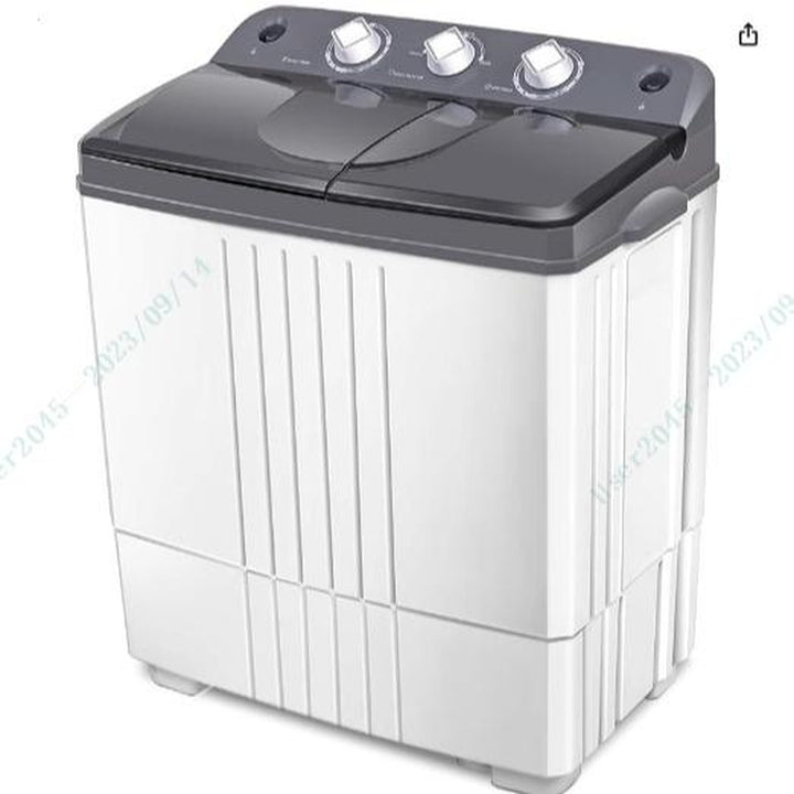 【Costway】- Twin Tub Washer and Dryer Combo, 20Lbs Capacity (12Lbs Washing and 8Lbs Spinning) Washing Machine, Compact Portable Mini Laundry Washer for Apartment, Semi-Automatic, Inlet and Drain Hose