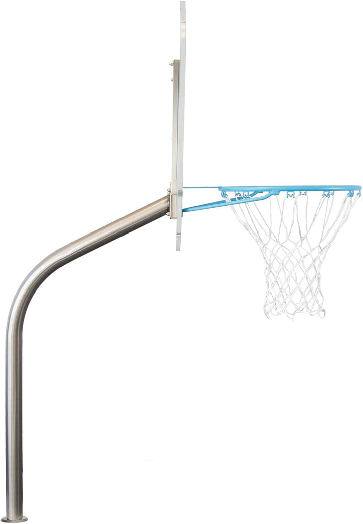 Dunn-Rite Clear Hoop Jr. Deck-Mounted Poolside Basketball Hoop W/Ball, 2 & 3/8" Brass Anchor W/Cap, & 14 Inch Stainless Steel Rim