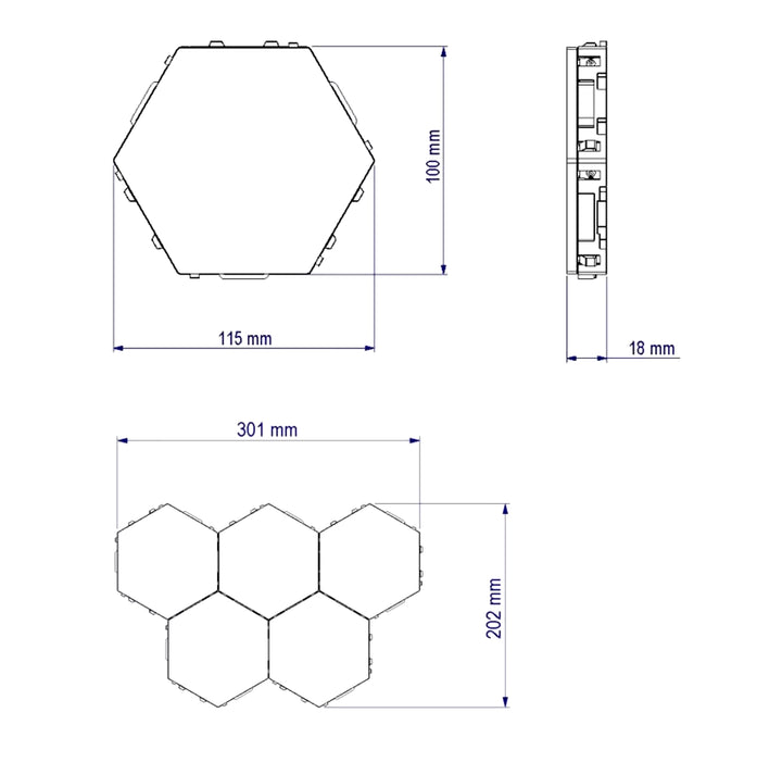 Hexagon LED Lighting Wall Lamp Touch Swith Splicable DIY Night Light Smart Home Bedroom Lamp for Living Room Gaming Room