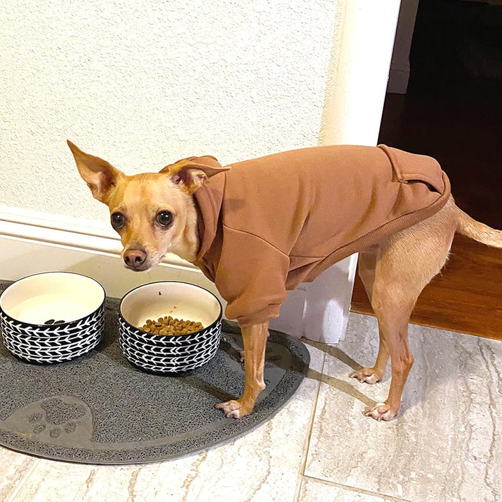 Winter Hoodie Sweatshirts with Pockets Warm Clothes for Small Dogs Chihuahua Coat Clothing Puppy Cat Custume (Xx-Small, Coffee)