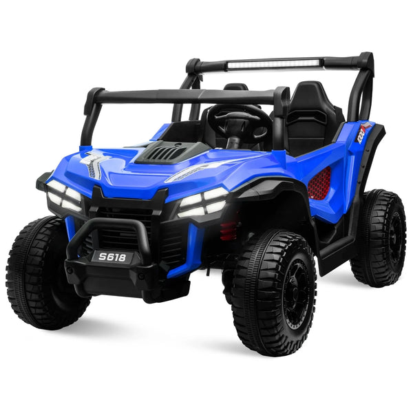 24V Ride on Cars 2 Seater, Electric Cars Vehicles for Adults and Kids, 4WD Ride on UTV Truck W/Remote Control, 25" Spacious Seat, 2 Safety Belts, Bright Light, Music Player,Bluetoothblue