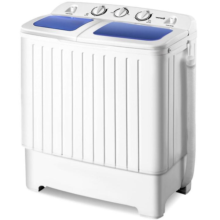 【Costway】- Twin Tub Washer and Dryer Combo, 20Lbs Capacity (12Lbs Washing and 8Lbs Spinning) Washing Machine, Compact Portable Mini Laundry Washer for Apartment, Semi-Automatic, Inlet and Drain Hose