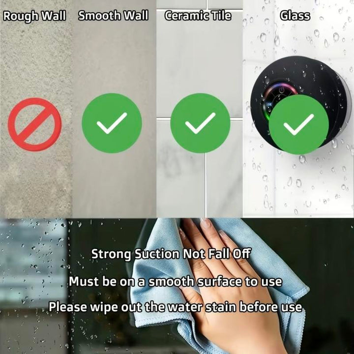 【FREE SHIPPING】 Waterproof Bluetooth Shower Speaker with LED, IPX4 Portable Wireless Hands-Free Mini Speaker, USB Rechargeable for Bath Beach Home - Audio, Smartphone Water Speaker