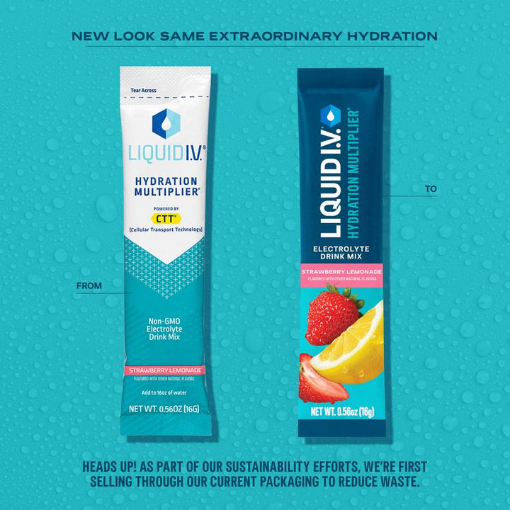 Liquid I.V. Hydration Multiplier - Strawberry Lemonade - Hydration Powder Packets | Electrolyte Powder Drink Mix | Convenient Single-Serving Sticks | Non-Gmo | 1 Pack (16 Servings)​