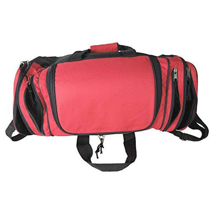 20" Sports Duffle Bag W Water Bottle Mesh and Valuables Pockets in Red