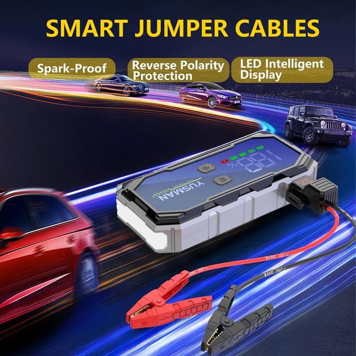 Car Jump Starter, 5000A Peak, (Up to 10.0L Gas or 8.0L Diesel Engine) 12V Auto Boost Battery Charger Jumper, Fast Charger Smart Jumper with LED Screen Jump Starter Multi-Functional Auto Car Battery Jumo Starter